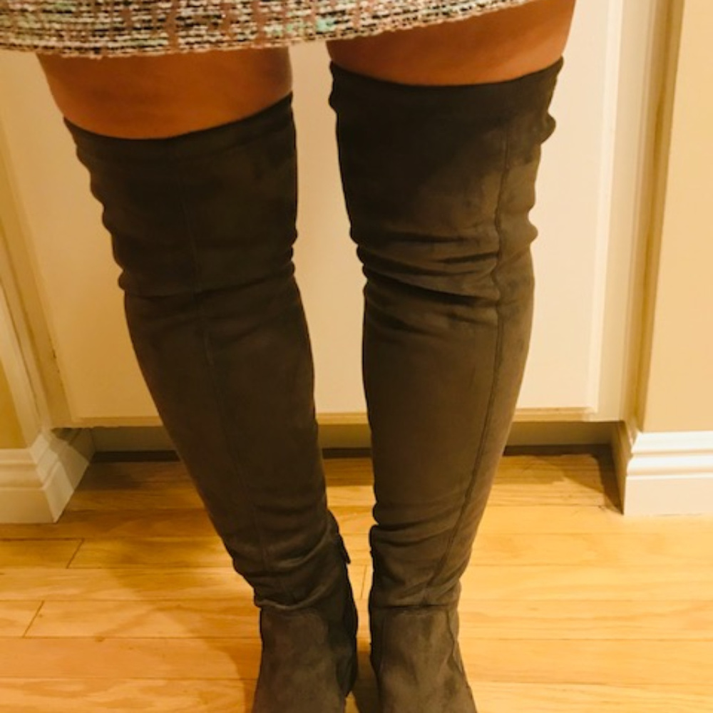 8100 Melrose High Knee Faux Suede Italian Boots - Picture 2 of 5